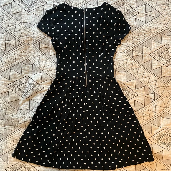 H&M dress, knee-length. Black with white polka dots. Size: US 4. - Picture 2 of 5